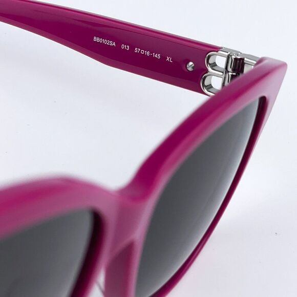 NEW Balenciaga BB0102SA 013 Fuchsia Pink Grey Square Women Sunglasses - Picture 10 of 11